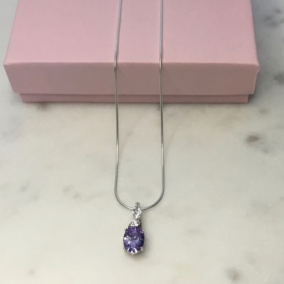 Sterling Silver Lavender Cz Necklace - Picture 3 of 16
